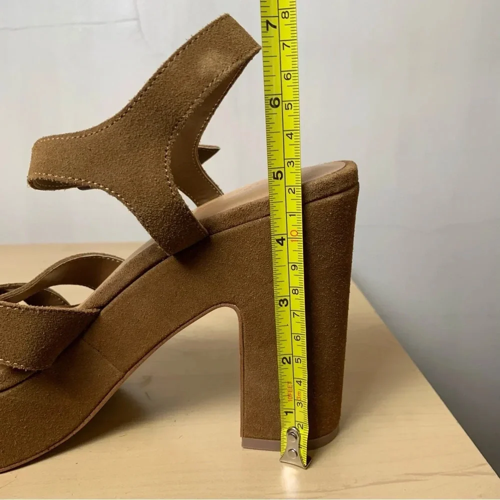 Splendid Piper Platform Slingback Chunky Sandals Brown Suede Block Heel Size 9.5